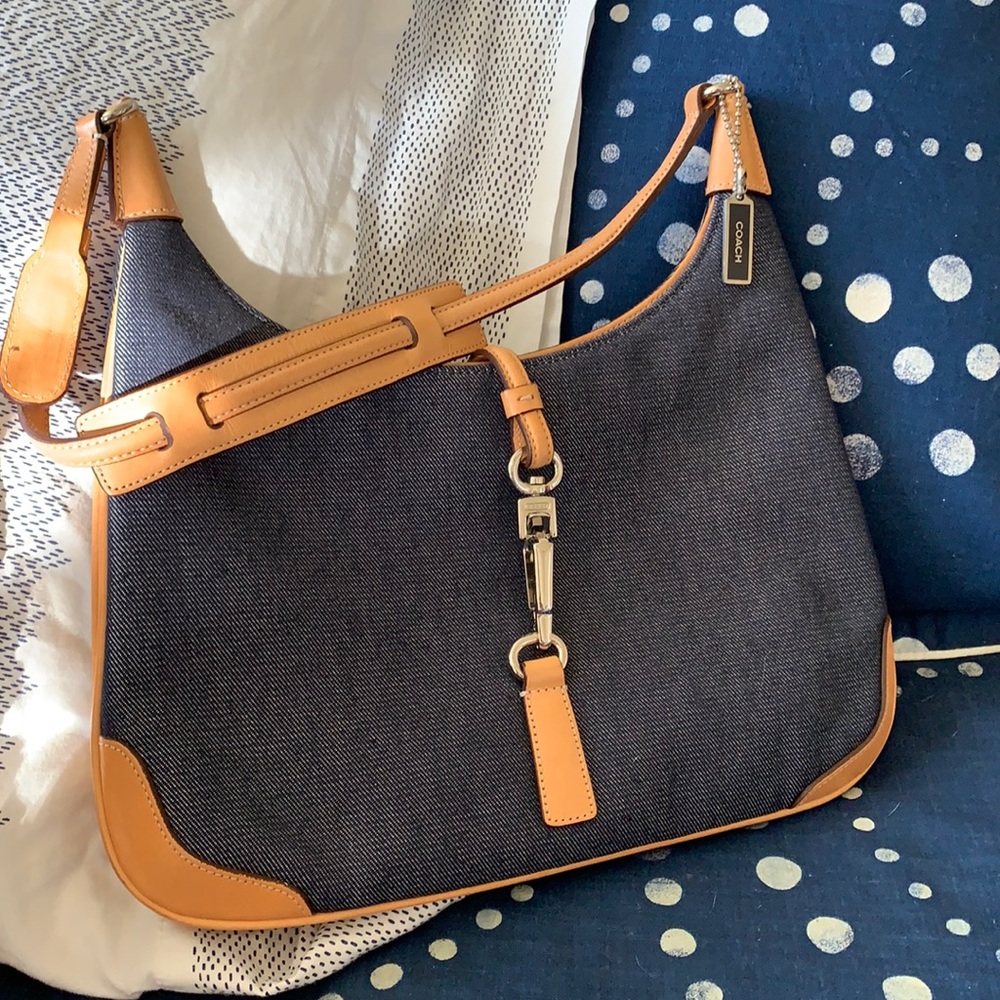 Denim and Camel Coach Hobo
